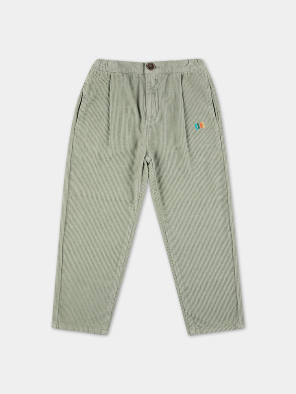 Green trousers for kids with logo